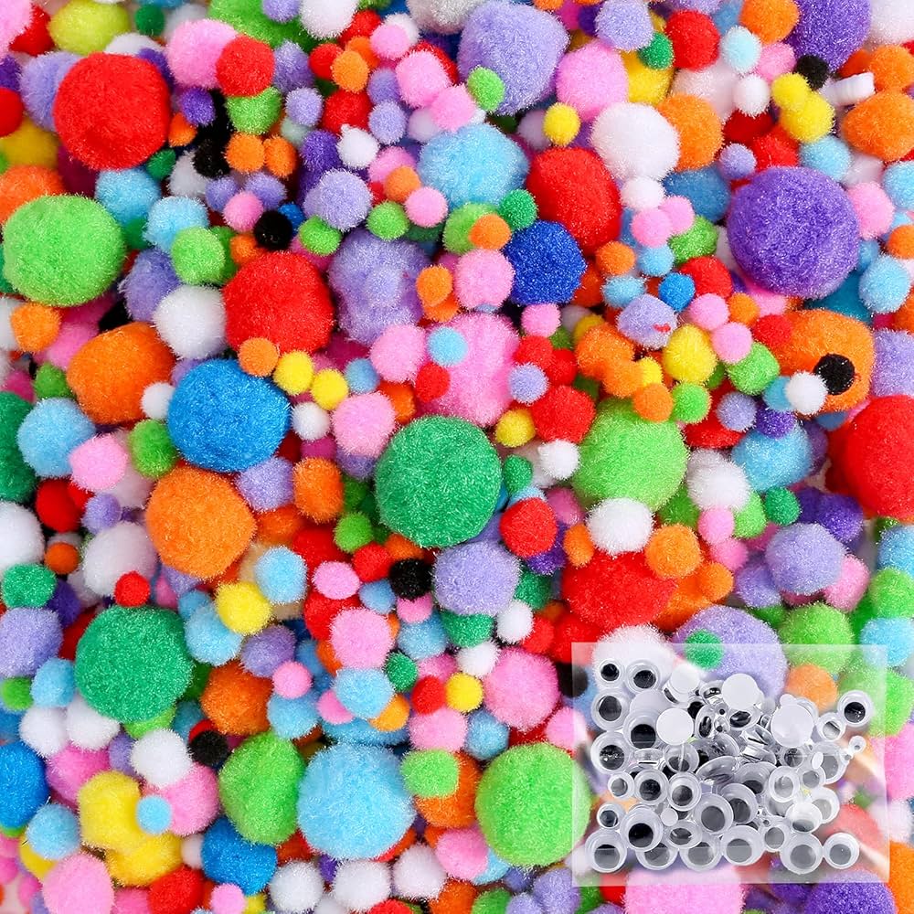 Amazon.com: Caydo 1400PCS 5 Sizes Multicolor Pom Poms